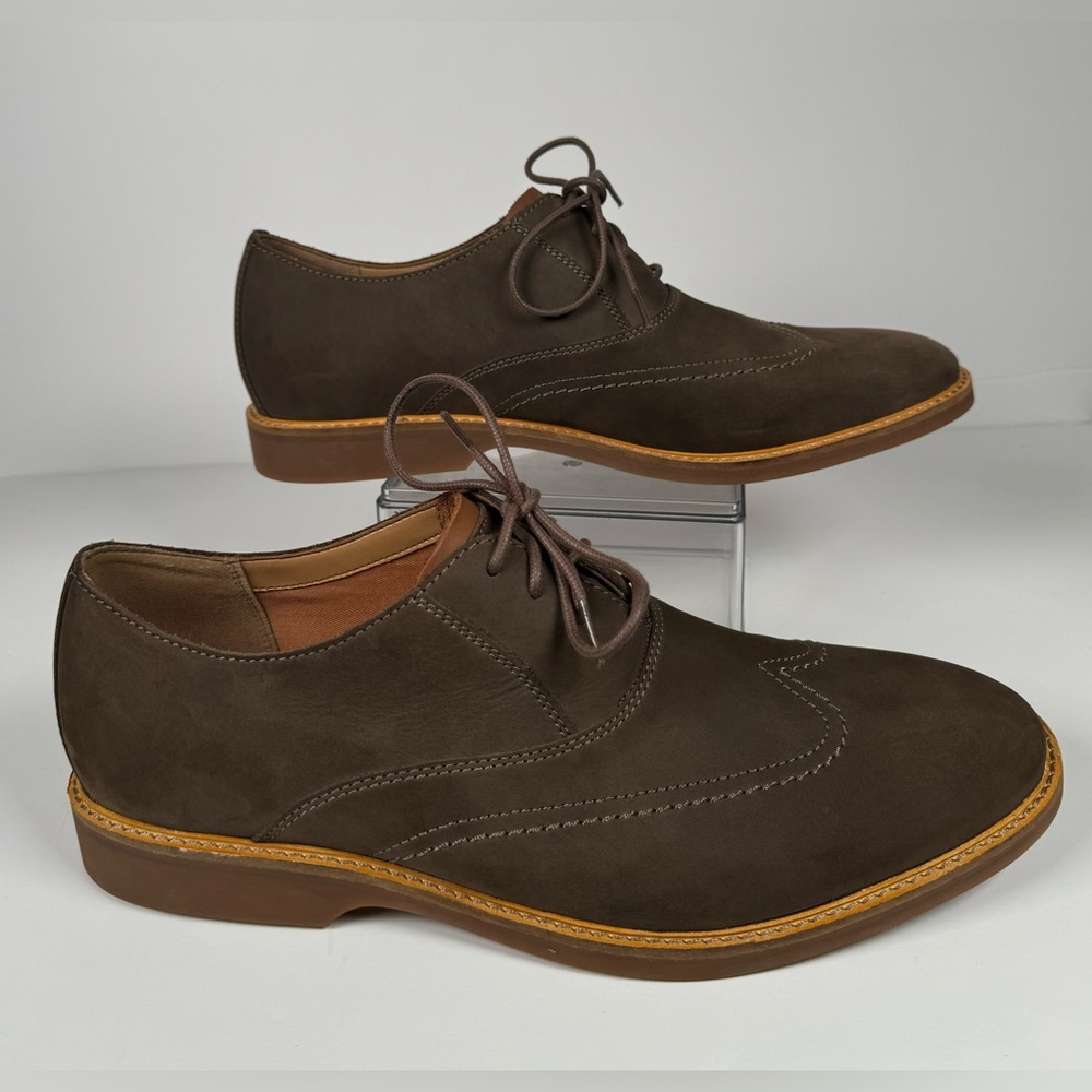 Clarks Atticus Vibe 261445337 Taupe Nubuck Wingtip Oxfords‎ Shoes Men’s Size 12M